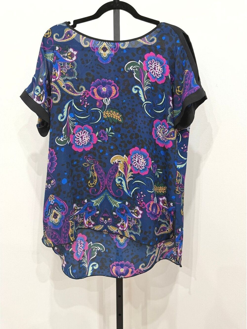 Spense Floral Print Short Sleeve Blouse Medium